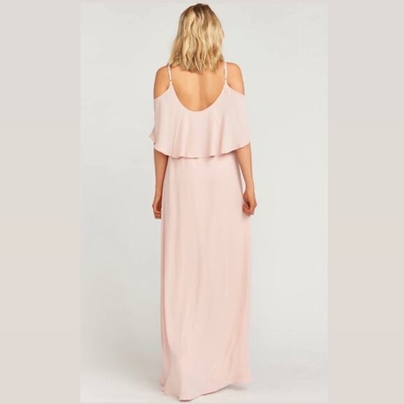 Show Me Your Mumu Caitlin Ruffle Maxi Dress Dusty Blush Crisp Women's Size XXL - Picture 4 of 8